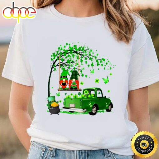 Green Gnomes Truck Shamrock Happy Saint Patrick’s Day Shirt T-Shirt