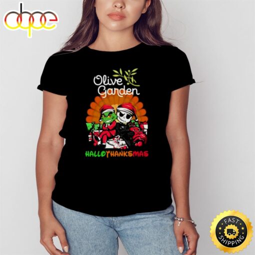 Grinch And Jack Skellington Olive Garden Hallothanksmas 2023 Shirt