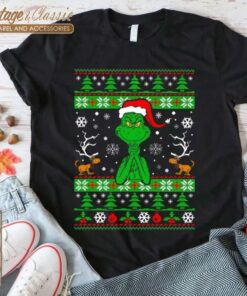 Grinch Santa Hat Christmas Shirt, Max Dog Reindeer