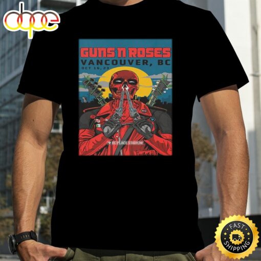 Guns N Roses Vancouver 2023 At BC Place Stadium October 16 Deadpool Skull Style American Tour T-Shirt