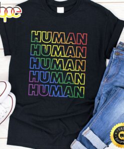HUMAN Rainbow LGBT Flag Bi Lesbian Trans Gay Pride Month Valentines Day T-shirt