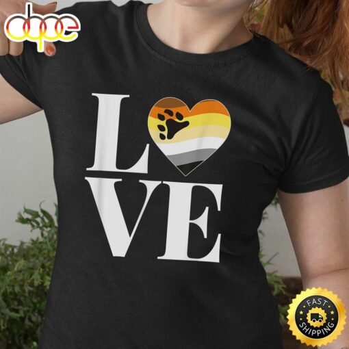 Hairy Gay Men ‘LOVE’ Masculine Gift for LGBT Bear Pride Flag Valentines Day T-shirt