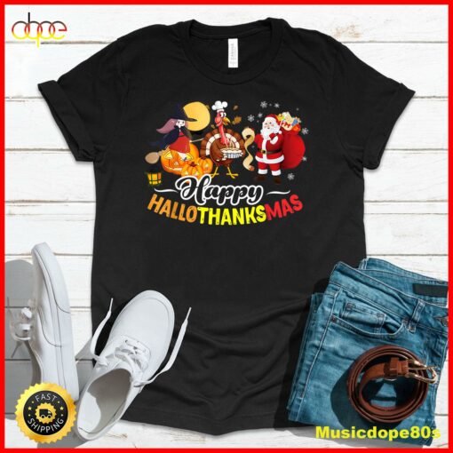 Hallo Thanks Mas Shirt Halloween Turkey Thanksgiving Xmas T-Shirt