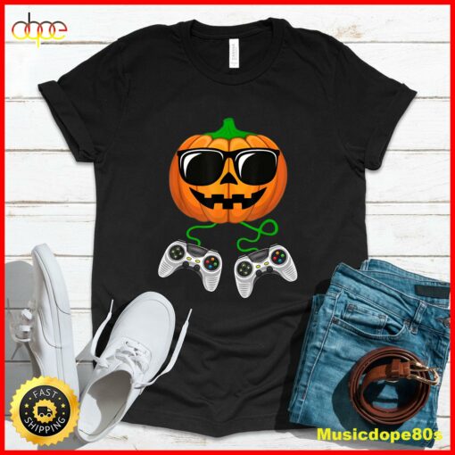 Halloween Jack O Lantern Gamer Boys Kids Men Funny Halloween T-Shirt