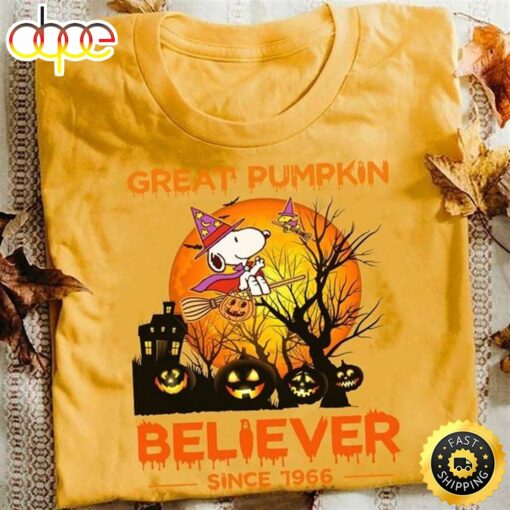 Halloween Snoopy Witch Tee Great Pumpkin Believer Since 1966 Orange T Shirt