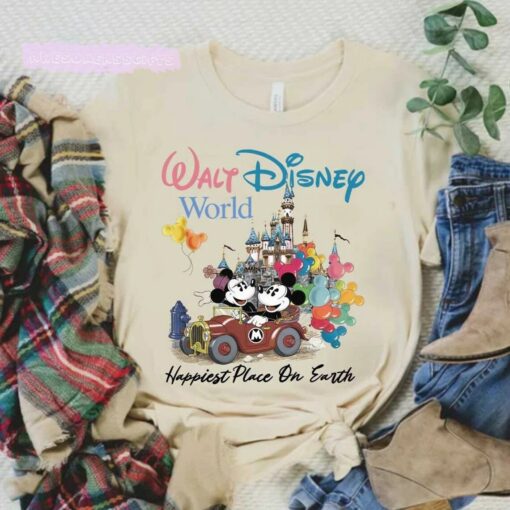 Happiest Place On Earth Walt Disney World Mickey Minnie T Shirt