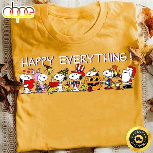 Happy Everything Tee Snoopy Lover Shirt Snoopy Parody Halloween Cosplay Cute Art Gold T Shirt