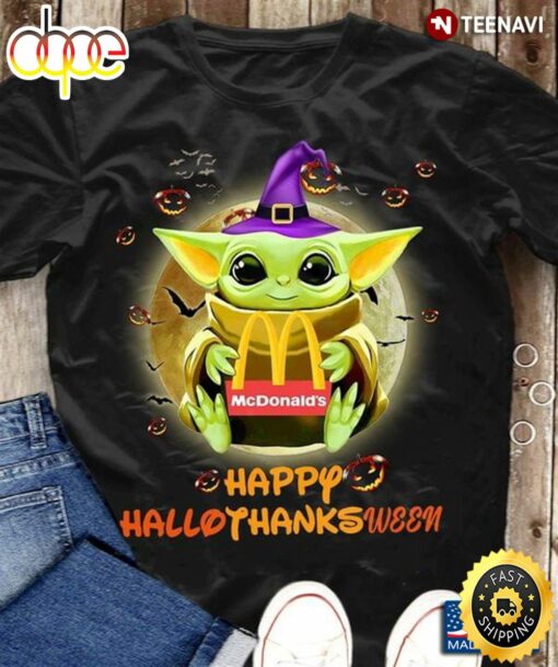 Happy Hallothanksween Baby Yoda Witch Mcdonald’s And Jack O’ Lantern