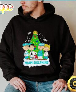 Happy Merry Christmas Peanuts Christmas Tree Miami Dolphins Football Logo Gift Shirt