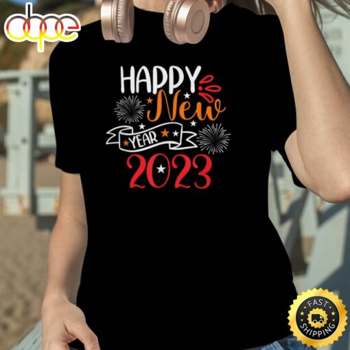 Happy New Year 2023 Fireworks Design Unisex Basic T-shirt