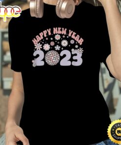Happy New Year 2023 Retro Style Flower Unisex Basic T-shirt