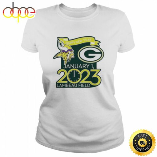 Happy New Years Packers Vs. Vikings Jan. 1 2023 Lambeau Field Gameday Unisex Basic T-shirt