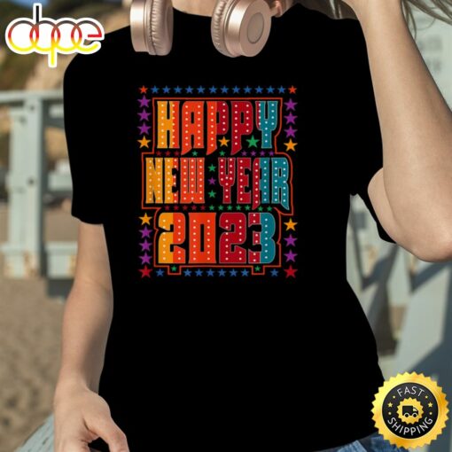 Happy New year 2023 Lighted Sign Style Unisex Basic T-shirt