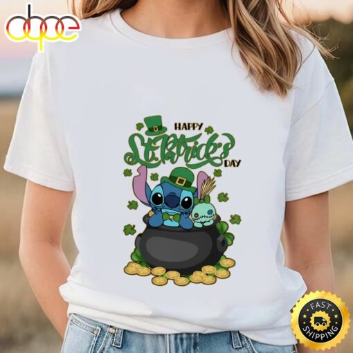 Happy Patrick Day, St Patricks Day Shirt, Stitch Shamrock Shirt