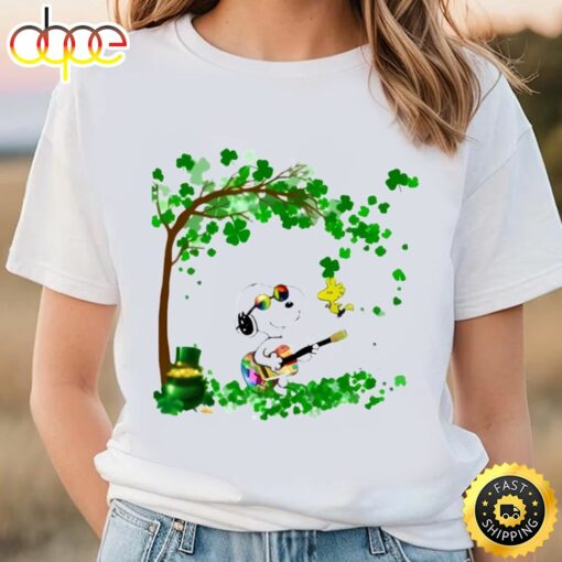 Happy Snoopy And Woodstock St Patricks Day Tree Shirt