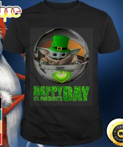 Happy St Patricks Day Baby Yoda Unisex Black T-shirt