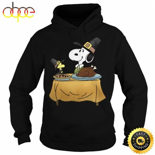 Happy Turkey Day Snoopy And Woodstock Thanksgiving Hoodies