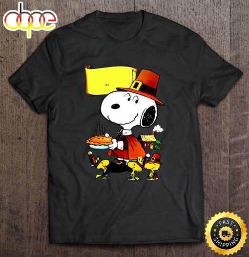 Happy Turkey Day Snoopy And Woodstock Thanksgiving Tee Shirt