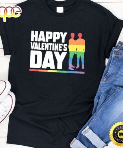 Happy Valentine’s Day Gay Valentine Gay Couple LGBT Pride Premium Valentines Day T-shirt