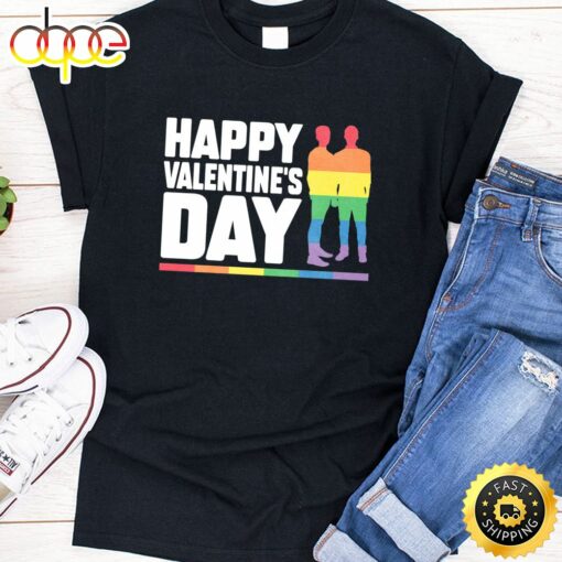 Happy Valentine’s Day Gay Valentine Gay Couple LGBT Pride Premium Valentines Day T-shirt