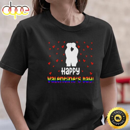 Happy Valentine’s Day Gay Valentine Gay Couple LGBT Pride Premium Valentines Day T-shirt Unisex