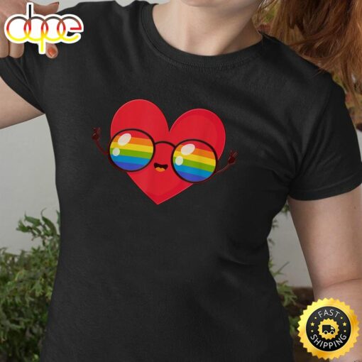 Happy Valentine’s Gay Cute Valentine Day Pride LGBT Gift Valentines Day Black T-shirt