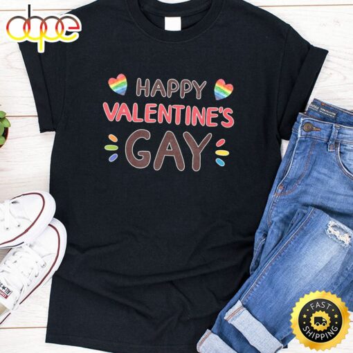 Happy Valentine’s Gay Cute Valentine Day Pride LGBT Gift Valentines Day T-shirt