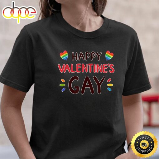 Happy Valentine’s Gay Cute Valentine Day Pride LGBT Gift Valentines Day T-shirt Unisex