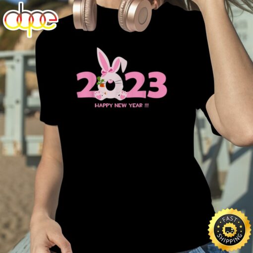 Happy new year 2023 cartoon rabbit zodiac greeting Unisex Basic T-shirt