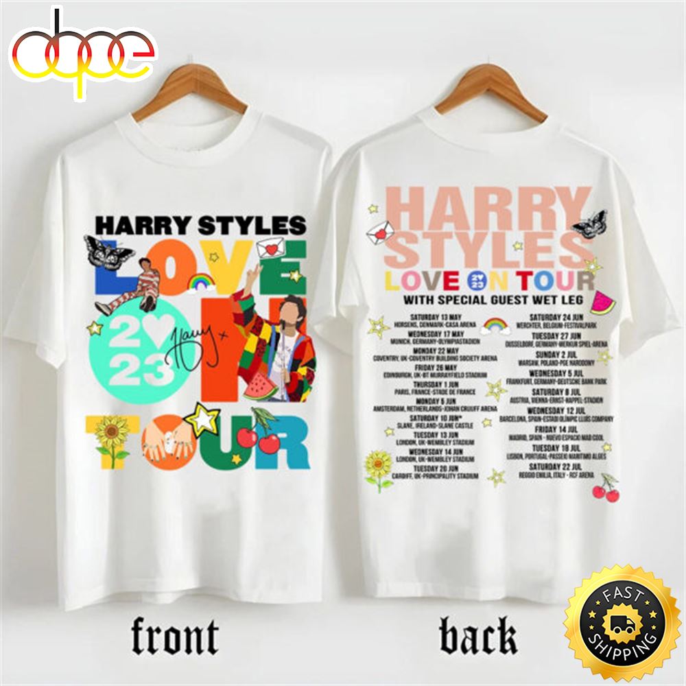 Harry Styles Love On Tour 2023 2 Sides Unisex Tshirt Harry Styles Love On Tour 2023 2 Sides Unisex Tshirt