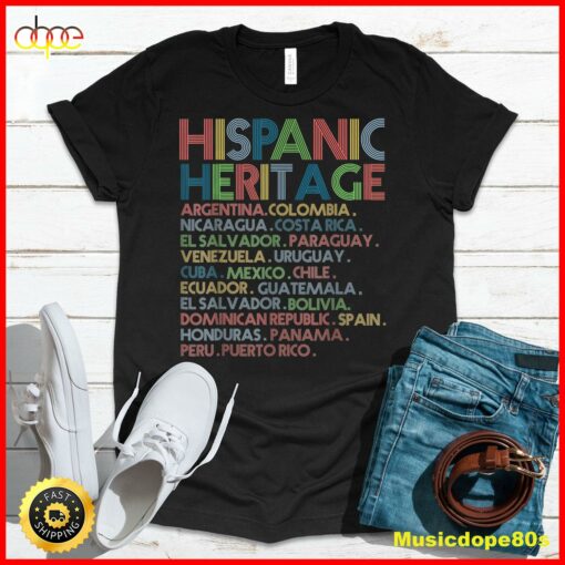 Hispanic Heritage Month Latino All Countries Names T-Shirt