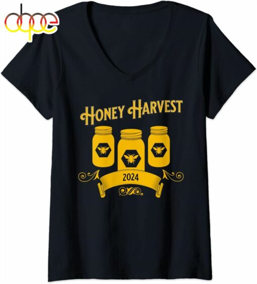 Honey Harvest 2024 Beekeeper Apiculture V-Neck T-Shirt