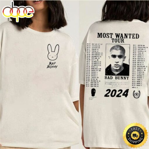 Hot New Bad Bunny Most Wanted Tour 2024 T-Shirt