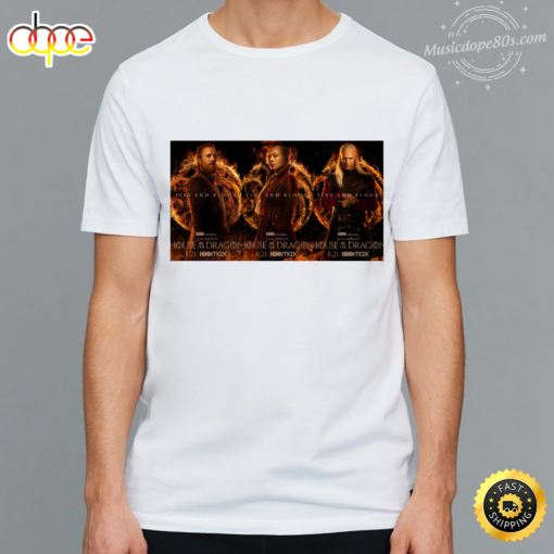 House of the Dragon Fire and Blood White T-shirt