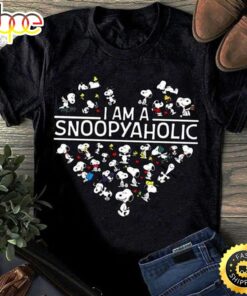 I Am A Snoopy Aholic Heart Black T Shirt
