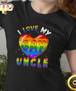 I Love My Gay Uncle Valentine Heart Rainbow LGBT Pride Valentines Day T-shirt