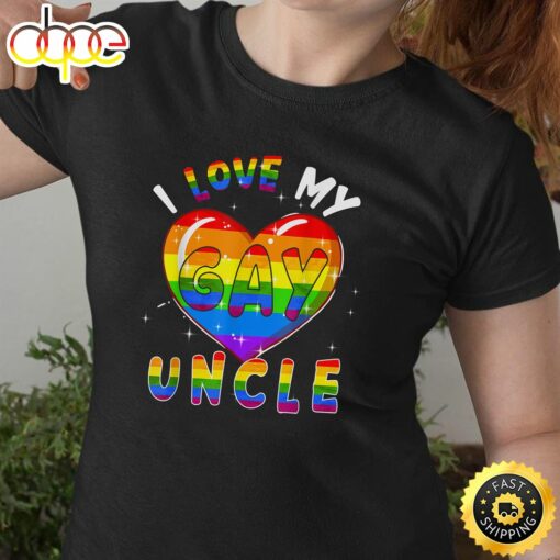 I Love My Gay Uncle Valentine Heart Rainbow LGBT Pride Valentines Day T-shirt