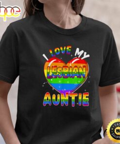 I Love My Lesbian Auntie Valentine Heart Rainbow LGBT Pride Valentines Day T-shirt