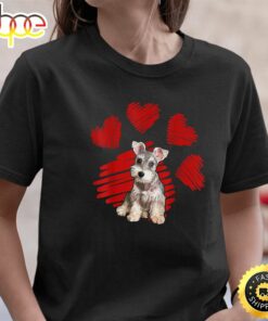I Love Schnauzer Dog Paws Lover For Valentine T-Shirt