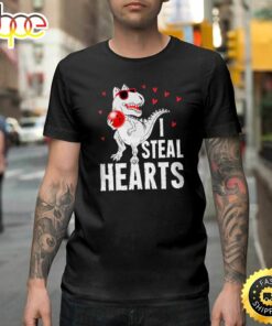 I Steal Hearts Bowling Shirt Dinosaur Valentine Love Happy Valentines Day Unisex T-shirt