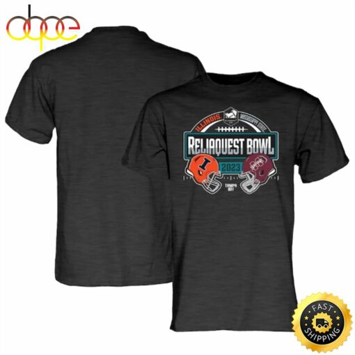 Illinois Fighting Illini vs. Mississippi State Bulldogs Blue 84 2023 ReliaQuest Bowl Matchup Heather Charcoal T-shirt