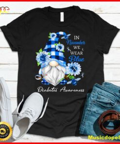 In November We Wear Blue Gnome Diabetes Awareness T-Shirt