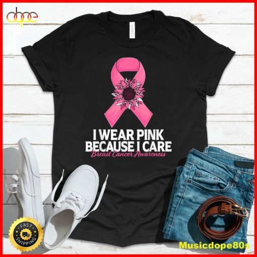 In October We Wear Pink Sunflower Breast Cancer Awareness T-Shirt