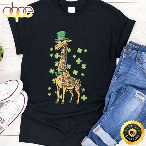 Irish Leprechaun Giraffe Shamrock St Patrick Day Animal Gift T-Shirt