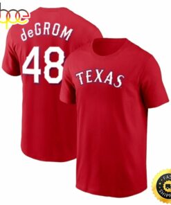Jacob deGrom Texas Rangers 2023 Name &amp Number Red T-shirt