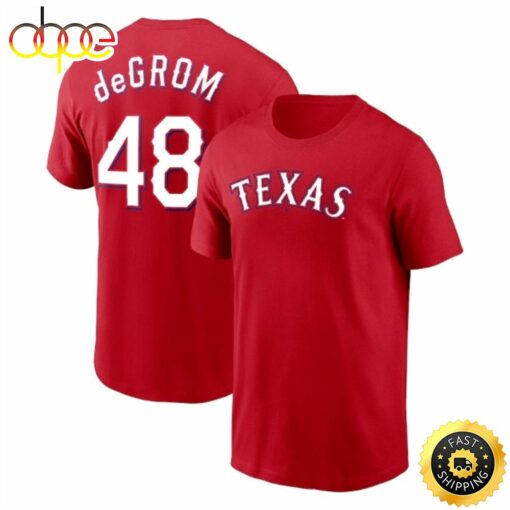 Jacob deGrom Texas Rangers 2023 Name &amp Number Red T-shirt