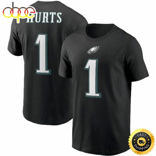 Jalen Hurts Philadelphia Eagles Player Name &amp Number Black T-shirt