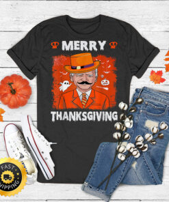 Joe Biden Merry Thanksgiving Ghost Pumpkin Funny Halloween T-Shirt