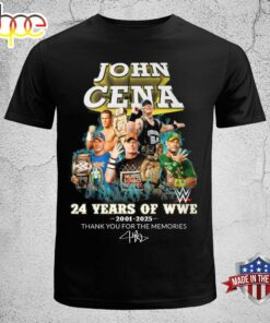John Cena 24 Years Of WWE 2001-2025 Thank You For The Memories T-Shirt