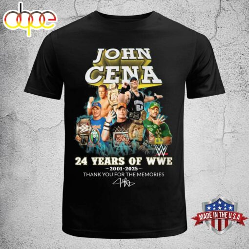 John Cena 24 Years Of WWE 2001-2025 Thank You For The Memories T-Shirt